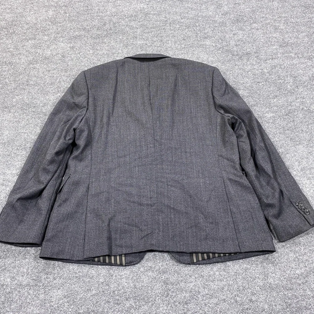 Stafford Essentials Sport Coat Mens 48R Gray Wool Blend‎ Herringbone Slim Fit